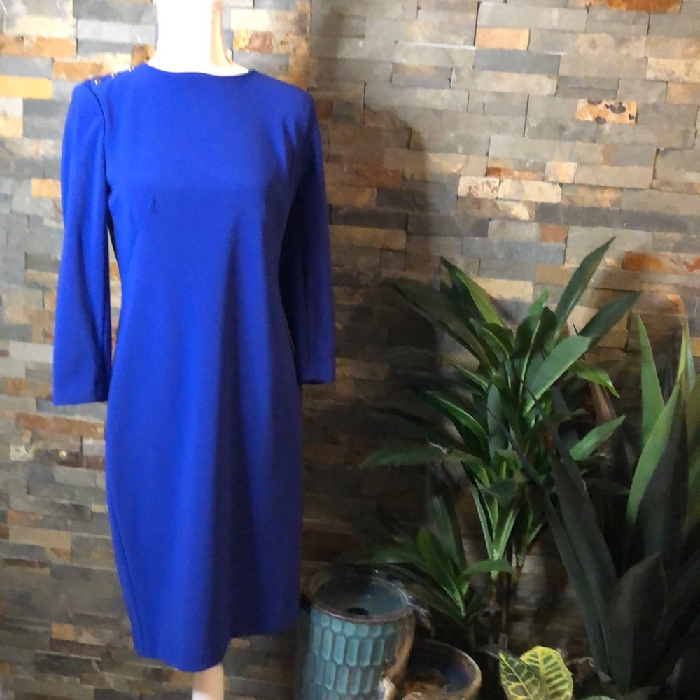 Lauren by Ralph Lauren beautiful blue dress with silver/black buttons size 6 - Picture 1 of 5